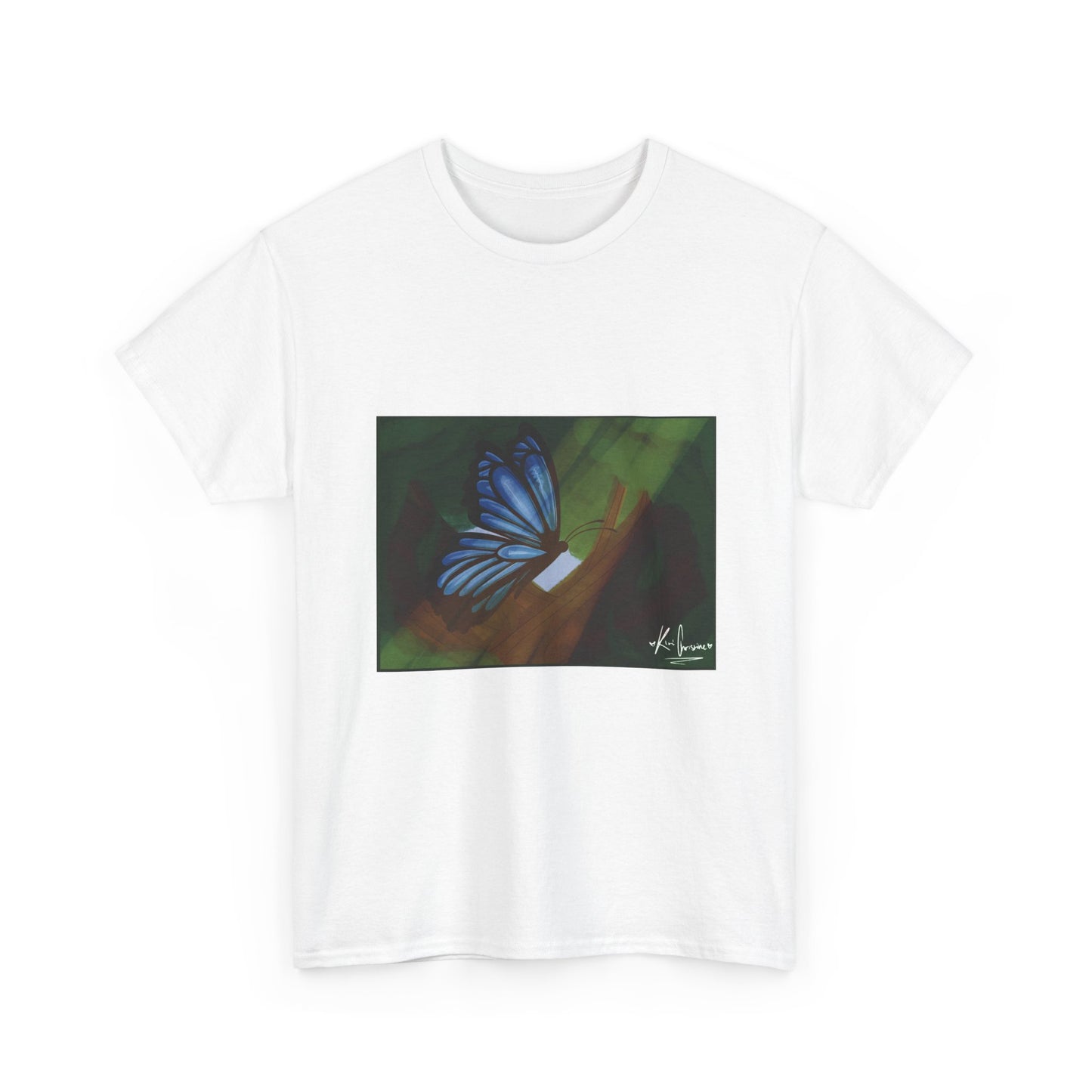 Unisex Heavy Cotton Tee (Blue Butterfly)