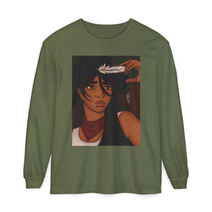 Unisex Garment-dyed Long Sleeve T-Shirt (Cowboy)