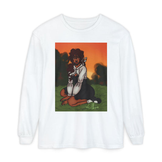 Unisex Garment-dyed Long Sleeve T-Shirt (Sunset)