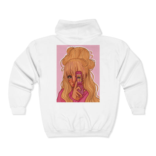 Unisex Zip Up Sweatshirt - Pink 90’s Girl