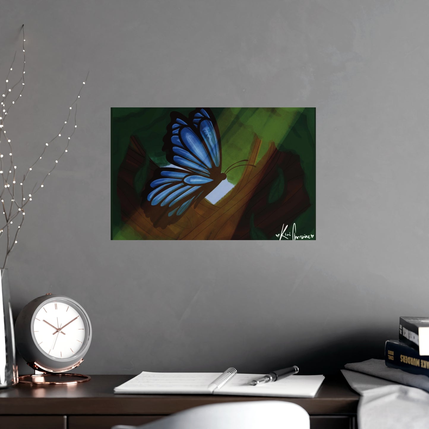 Horizontal Matte Poster - Blue Butterfly