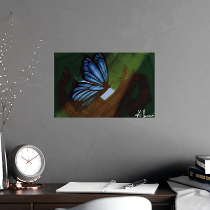 Horizontal Matte Poster - Blue Butterfly