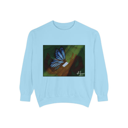 Unisex Garment-Dyed Sweatshirt (Blue Butterfly)