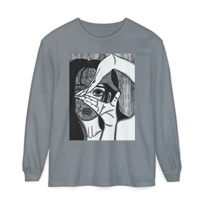 Unisex Garment-dyed Long Sleeve T-Shirt (Illusions)