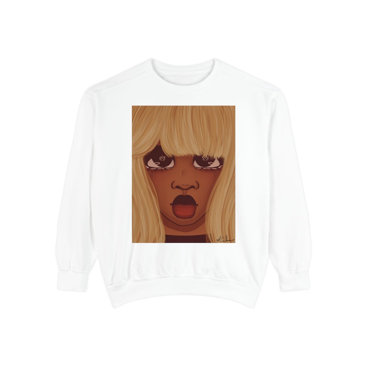 Unisex Garment-Dyed Sweatshirt (Heart Eyes)