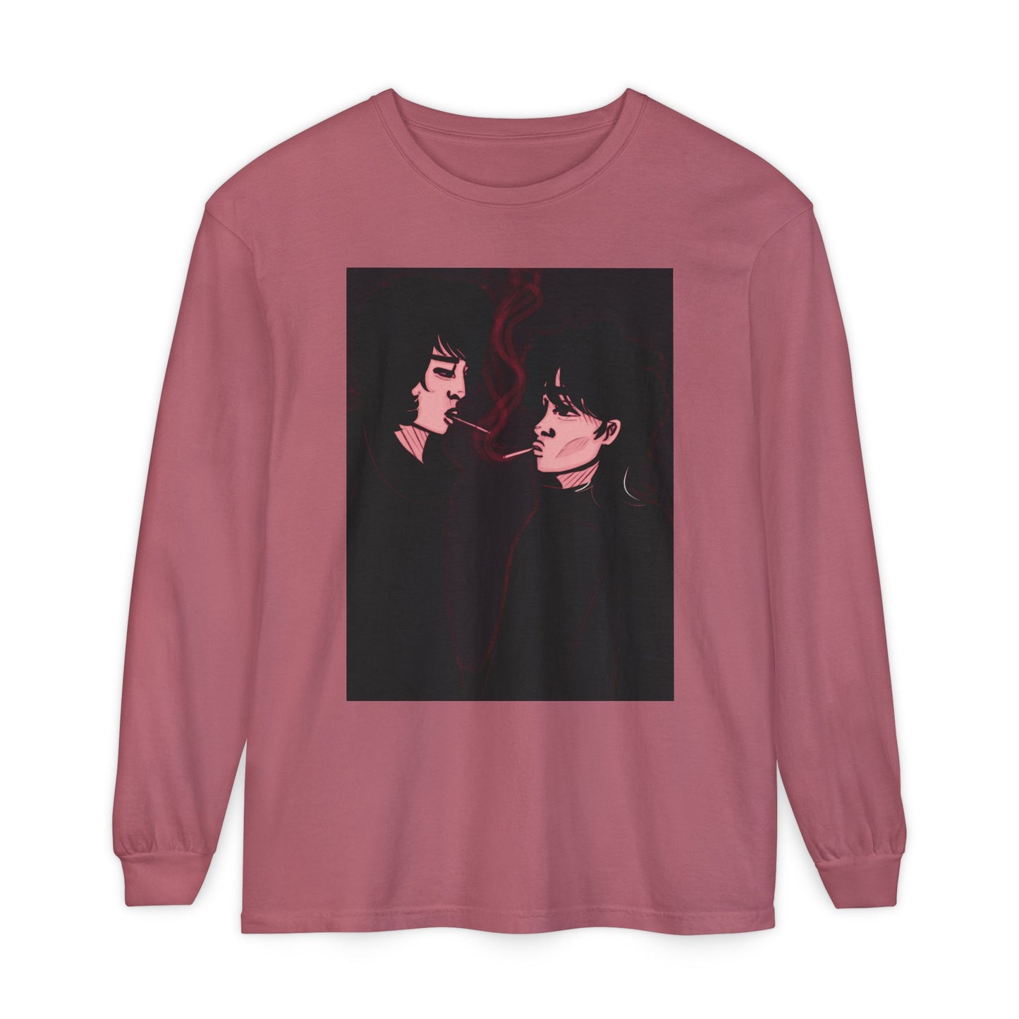 Unisex Garment-dyed Long Sleeve T-Shirt (Dark Times)