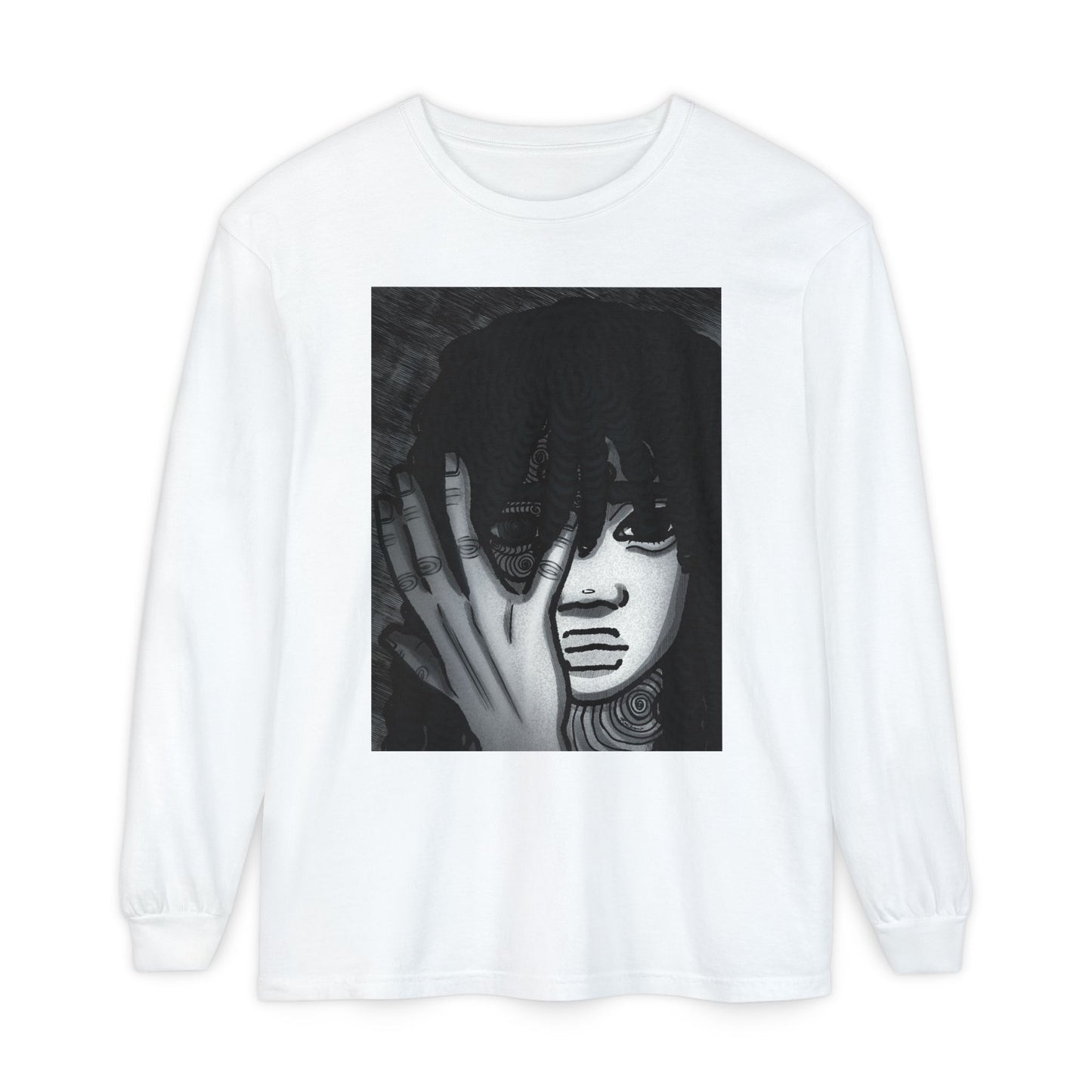 Unisex Garment-dyed Long Sleeve T-Shirt (Fear)