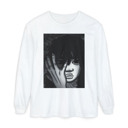 Unisex Garment-dyed Long Sleeve T-Shirt (Fear)