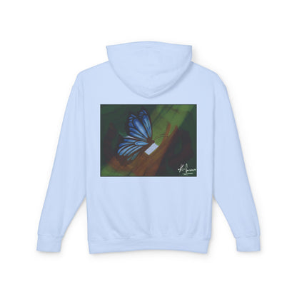 Unisex Lightweight Hooded Sweatshirt (Blue Butterfly V2)