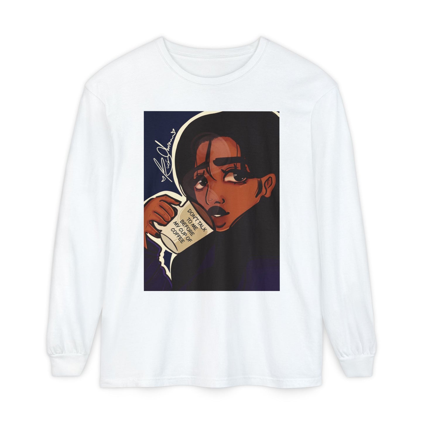 Unisex Garment-dyed Long Sleeve T-Shirt (Coffee)