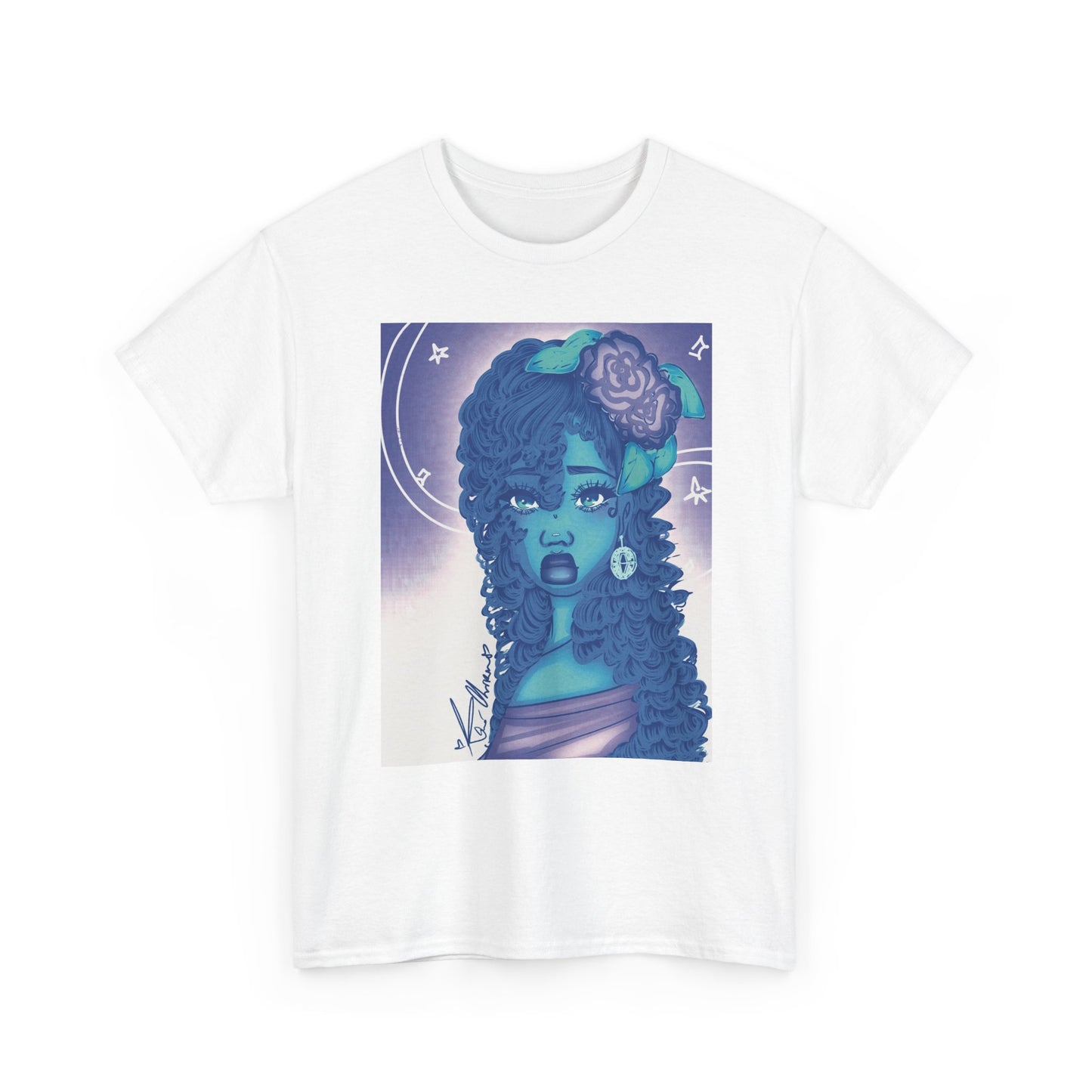 Unisex Heavy Cotton Tee (Blue Rose)