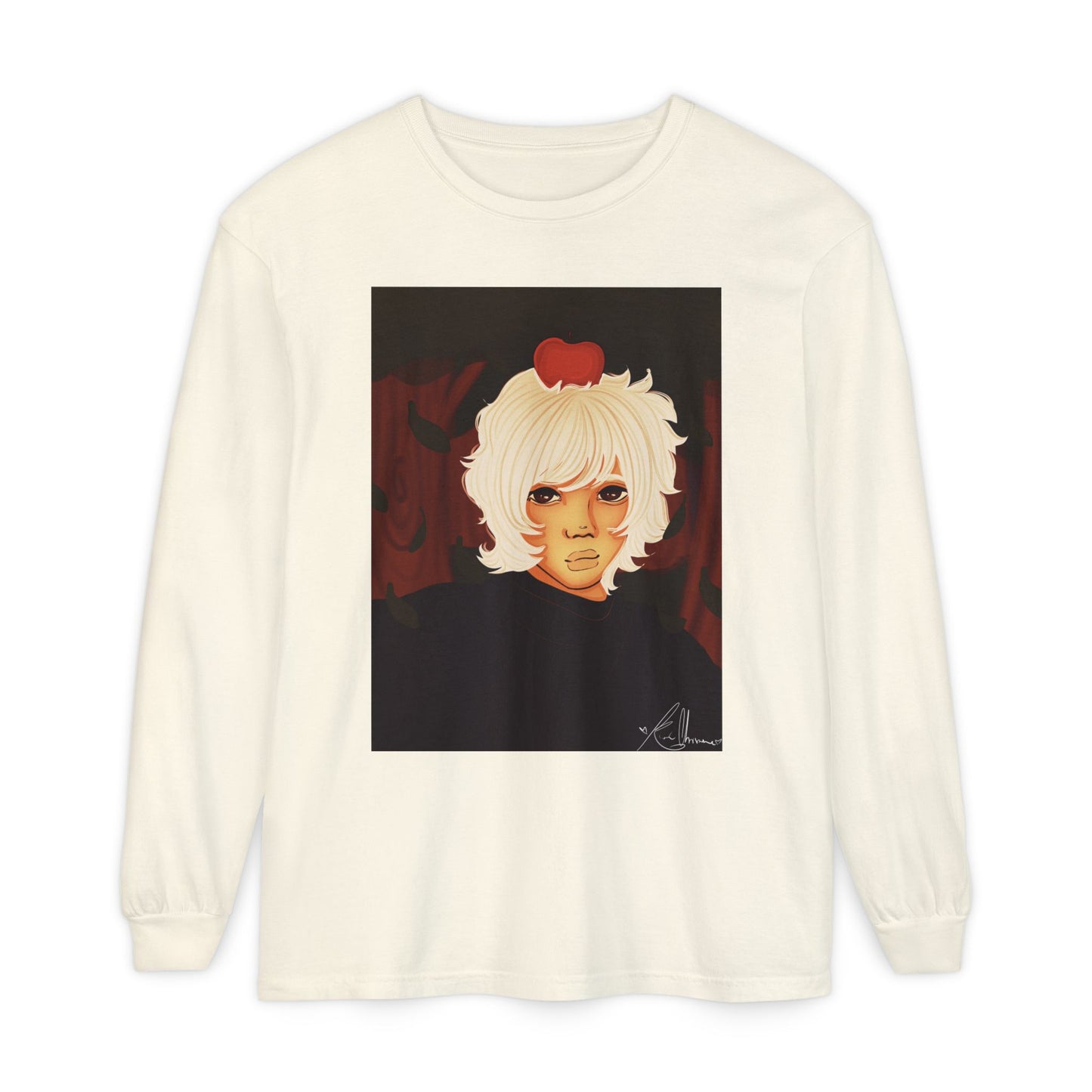 Unisex Garment-dyed Long Sleeve T-Shirt (Apple)