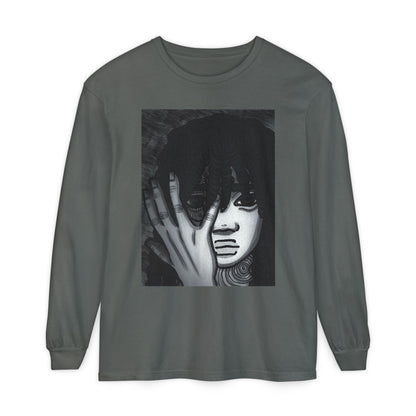 Unisex Garment-dyed Long Sleeve T-Shirt (Fear)