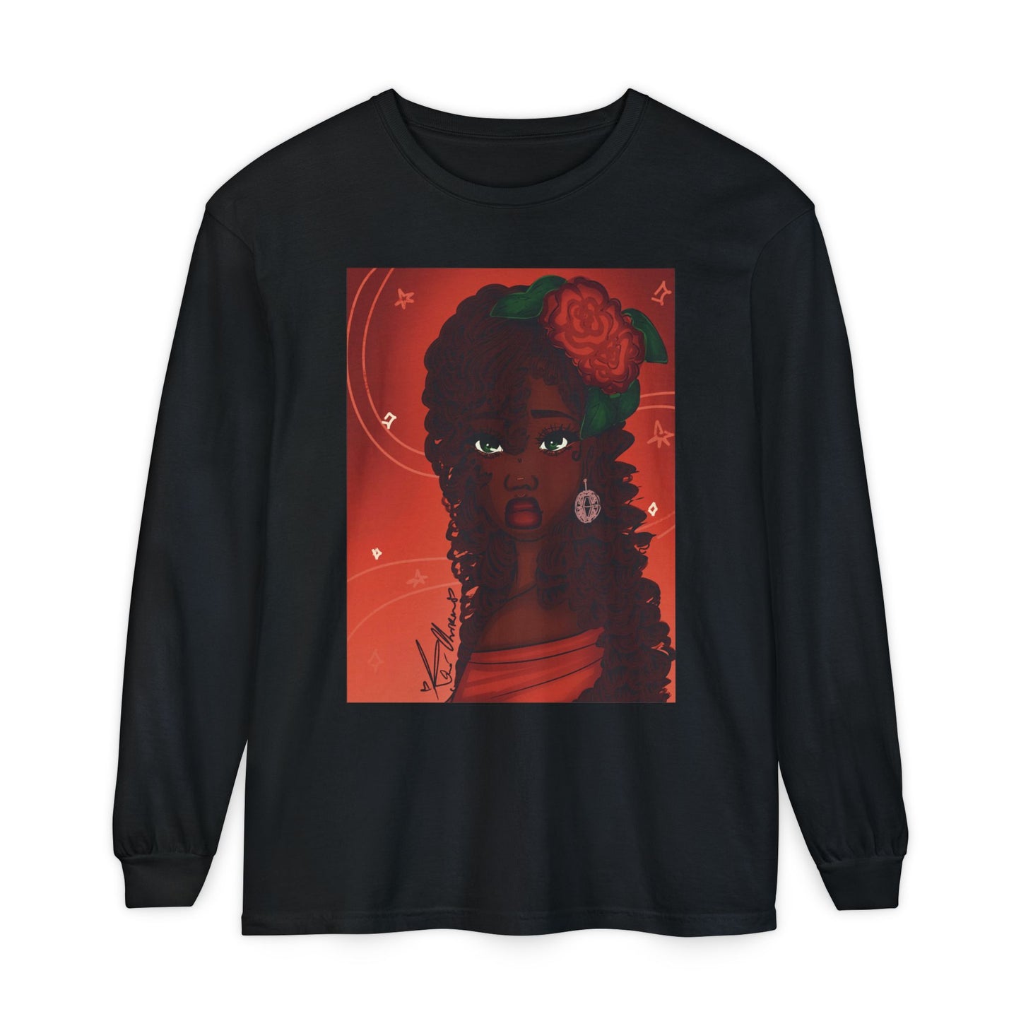 Unisex Garment-dyed Long Sleeve T-Shirt (Rose)
