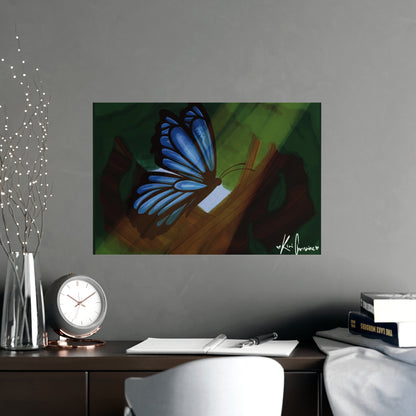 Horizontal Matte Poster - Blue Butterfly