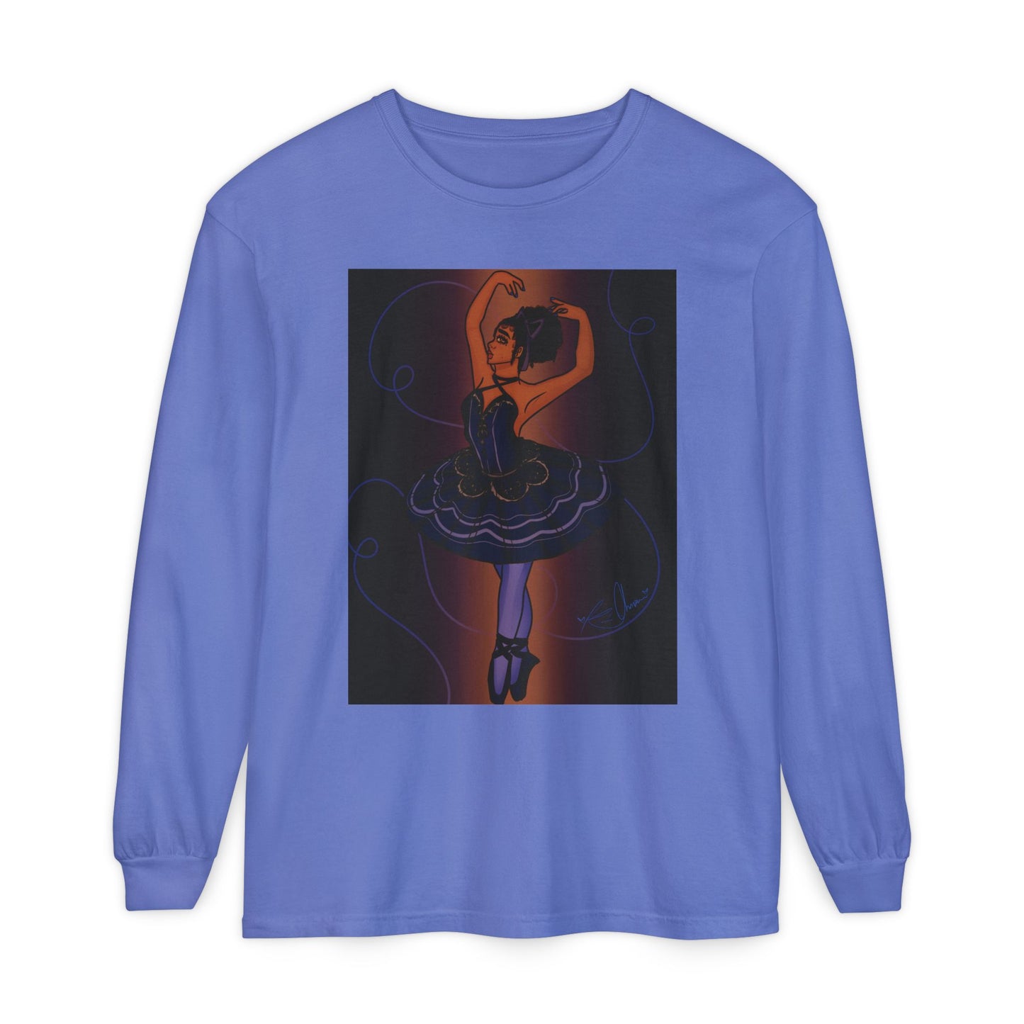 Unisex Garment-dyed Long Sleeve T-Shirt (Ballerina)