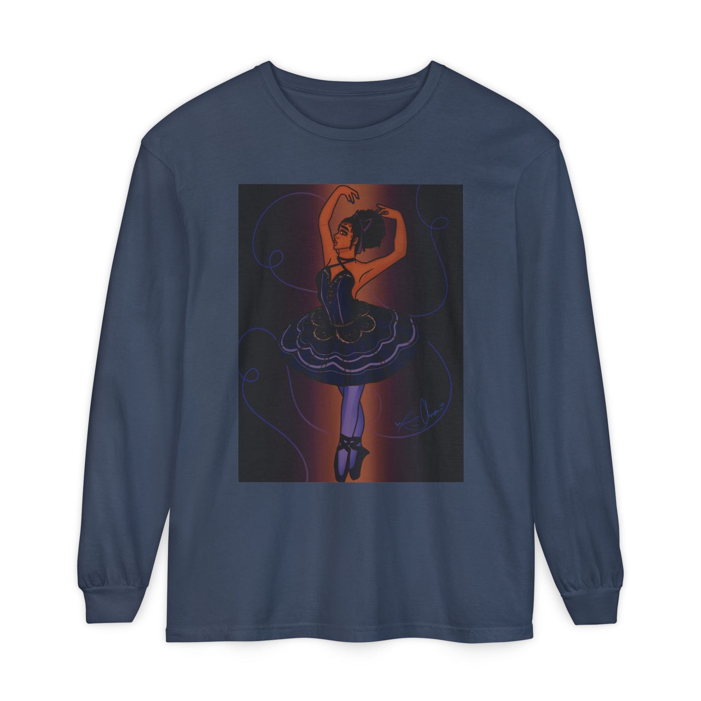 Unisex Garment-dyed Long Sleeve T-Shirt (Ballerina)