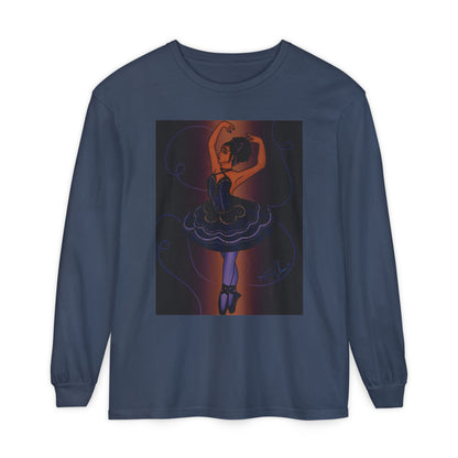 Unisex Garment-dyed Long Sleeve T-Shirt (Ballerina)