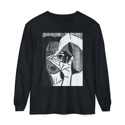 Unisex Garment-dyed Long Sleeve T-Shirt (Illusions)