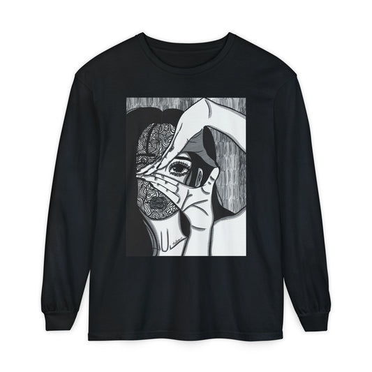 Unisex Garment-dyed Long Sleeve T-Shirt (Illusions)