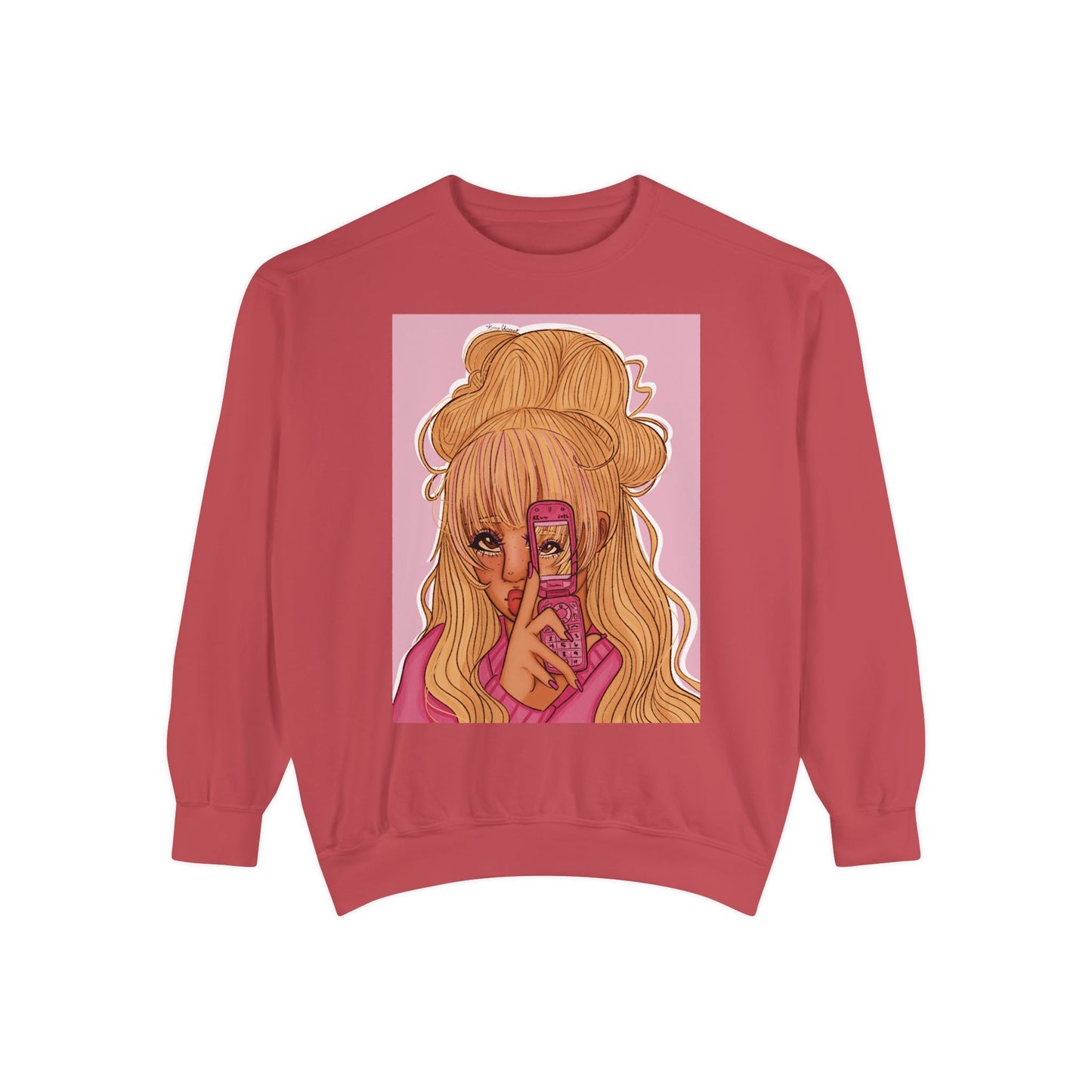 Unisex Garment-Dyed Sweatshirt (Pink 90‘s Girl)