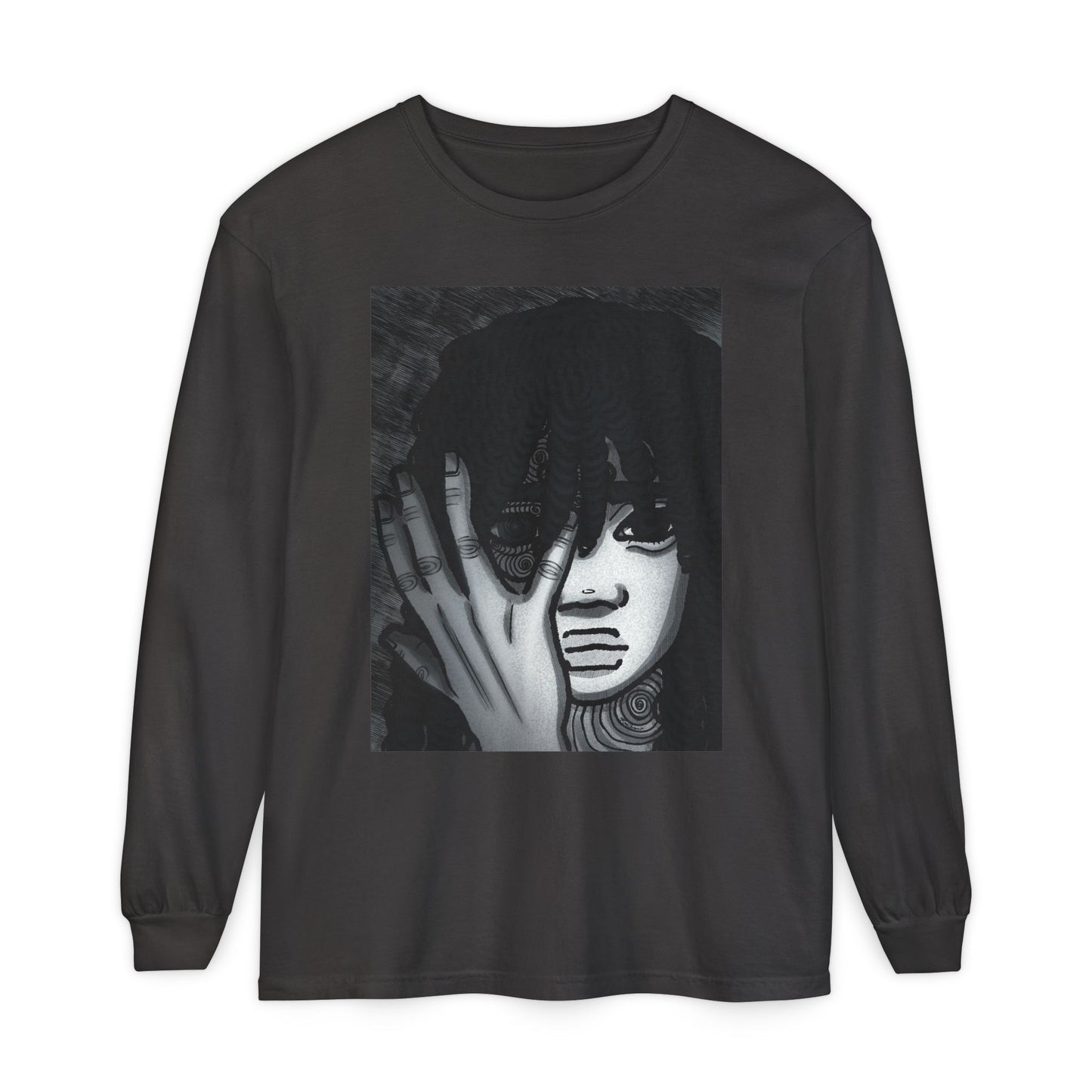 Unisex Garment-dyed Long Sleeve T-Shirt (Fear)