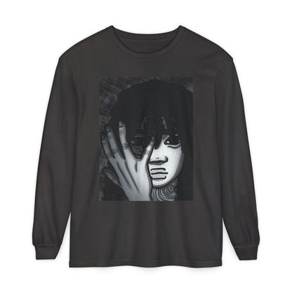 Unisex Garment-dyed Long Sleeve T-Shirt (Fear)