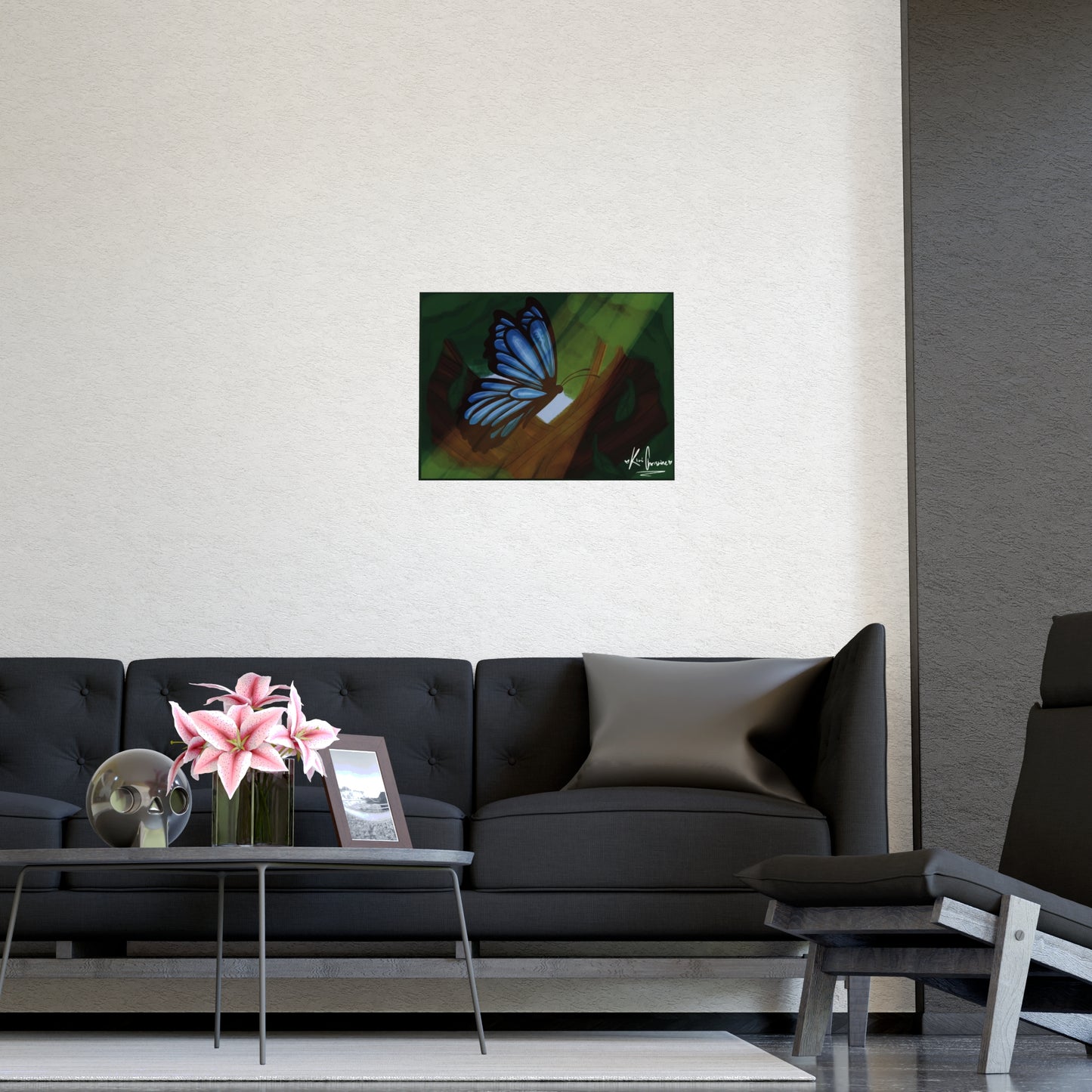 Horizontal Matte Poster - Blue Butterfly