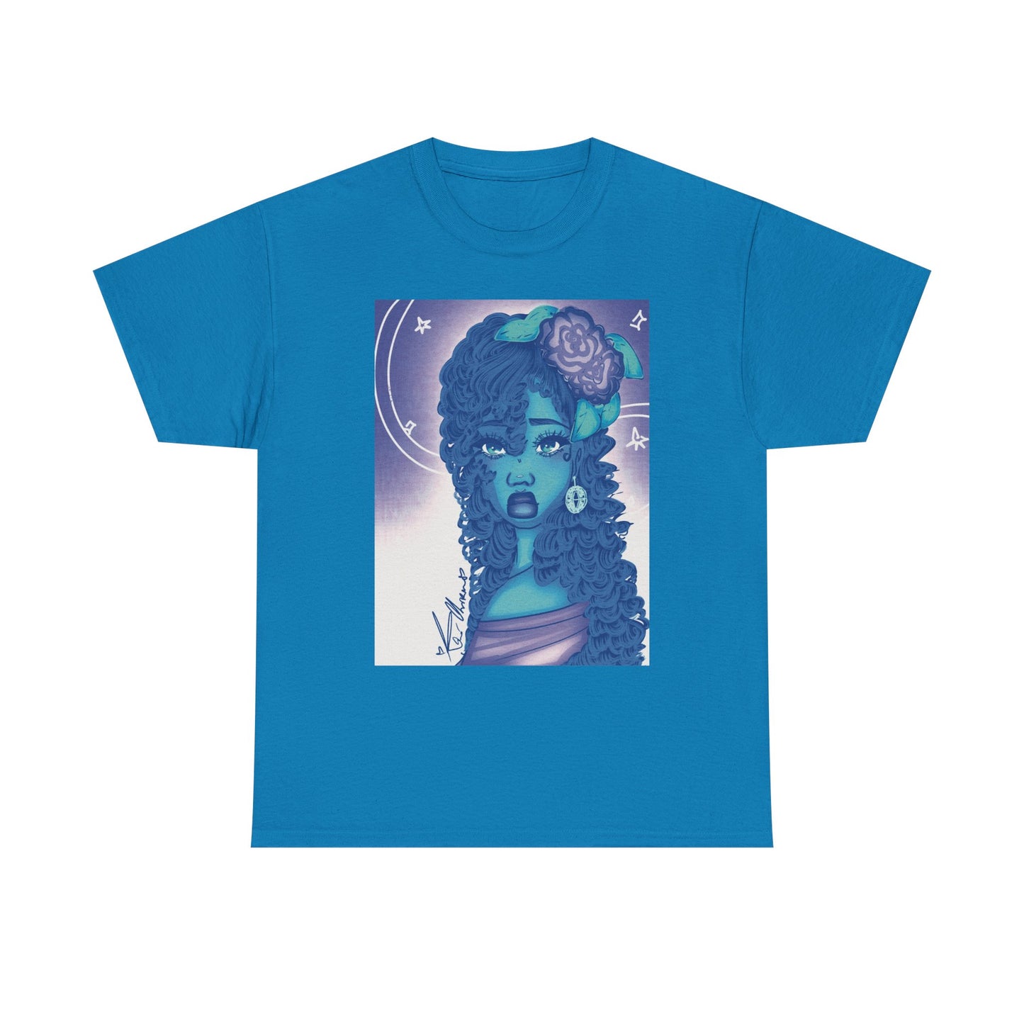 Unisex Heavy Cotton Tee (Blue Rose)