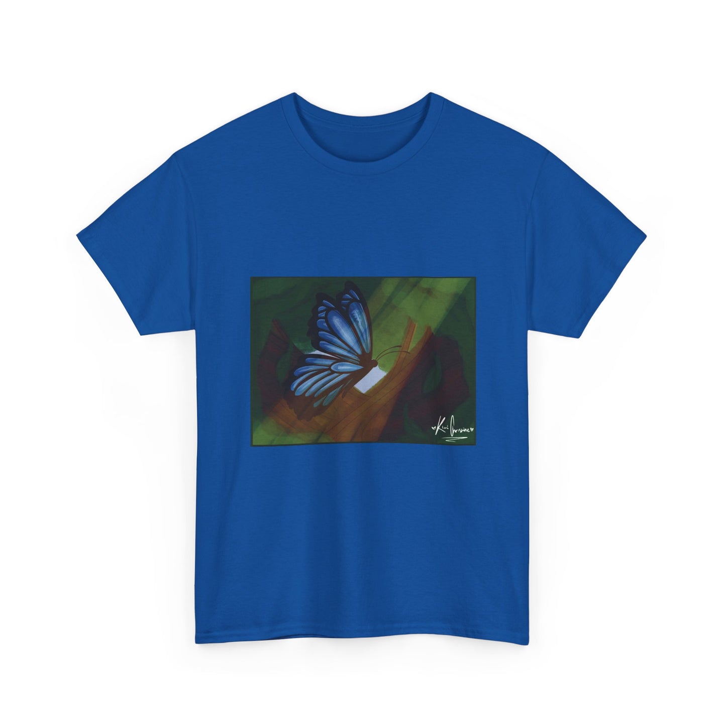 Unisex Heavy Cotton Tee (Blue Butterfly)